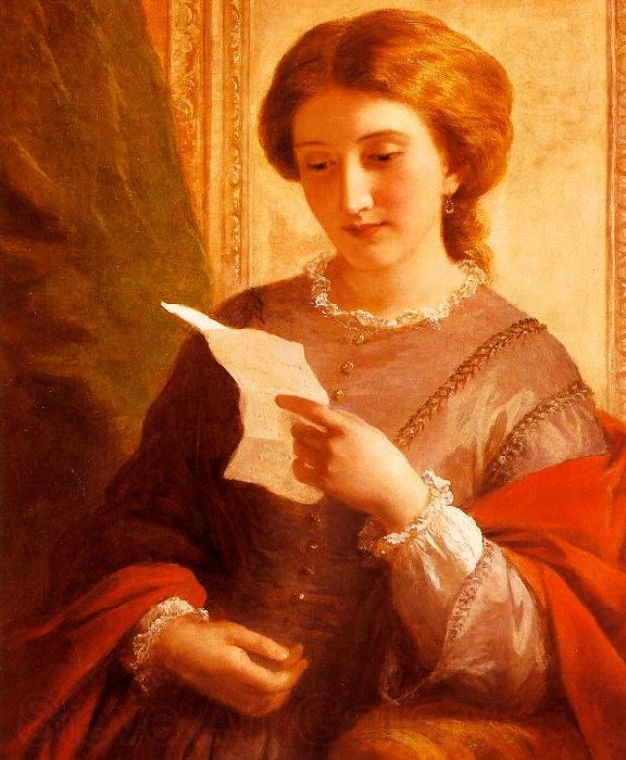 Alfred Chalon Girl Reading a Letter Norge oil painting art